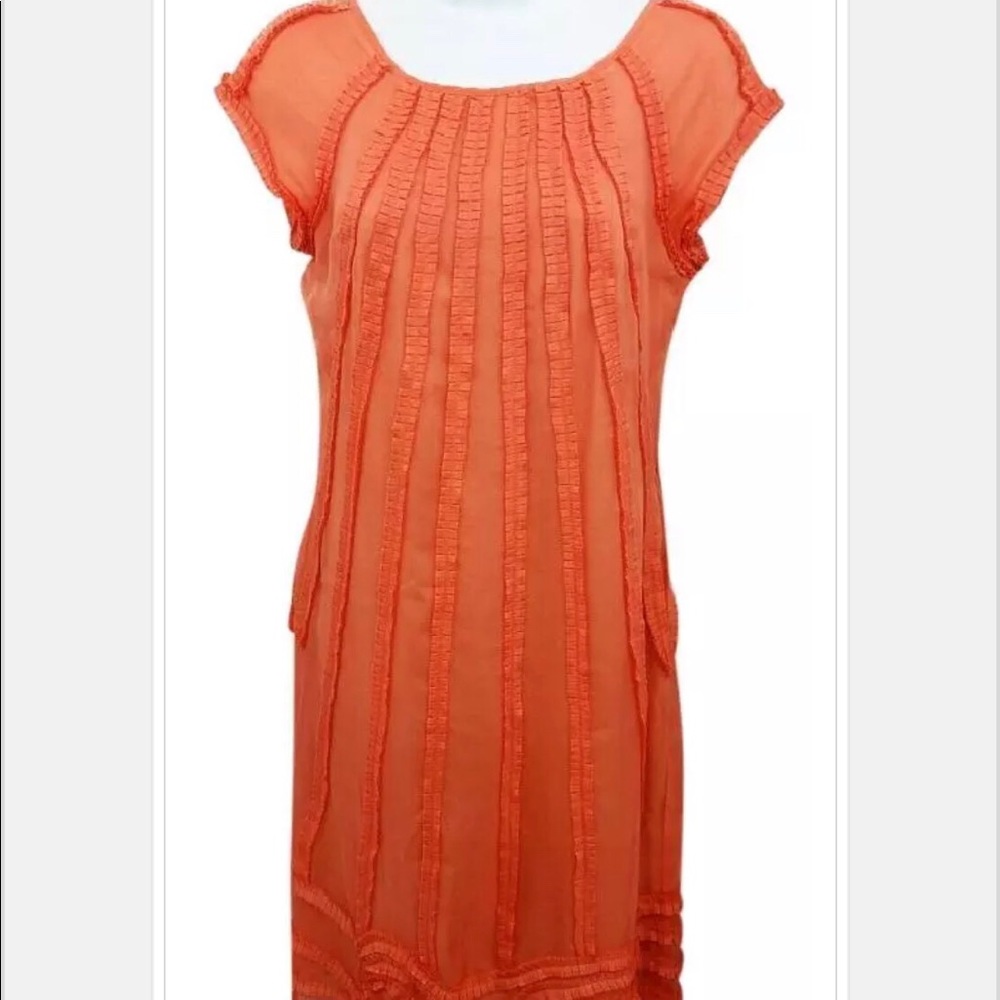 catherine malandrino coral silk shift dress